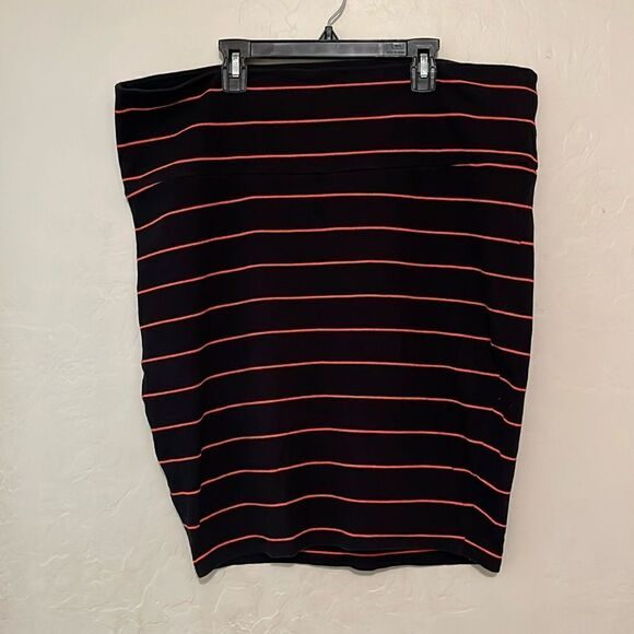Torrid Black Orange Coral Striped Skirt Casual Event Contemporary Office Work - Picture 4 of 9